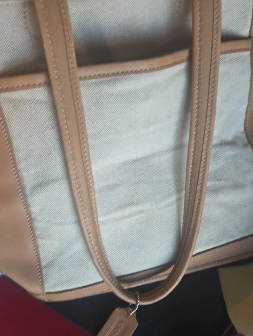 Coach Vintage Natural Canvas Tote with Tan Leather Preowned